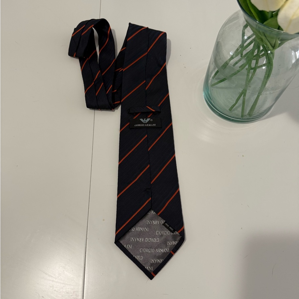 Giorgio Armani navy  and Red Striped Men's Tie like new condition